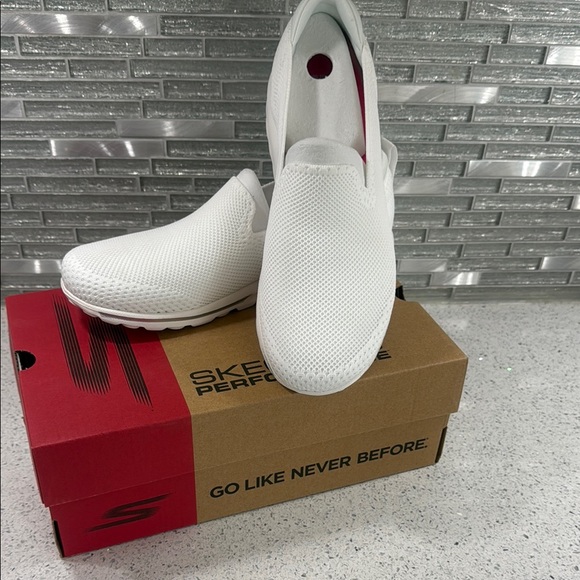Skechers White Athletic Slip-On Shoes